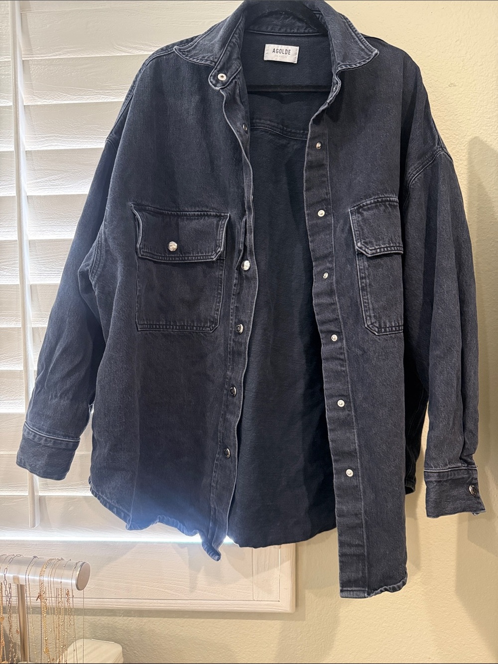 Agolde Men's Washed Black Shirt Jacket